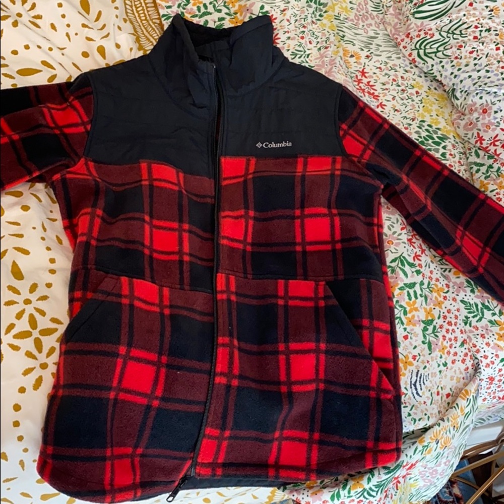 Columbia Red Black Plaid Lightweight Jacket